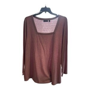 Susan Graver Brown Pink 3/4 Sleeve Tunic Blouse
